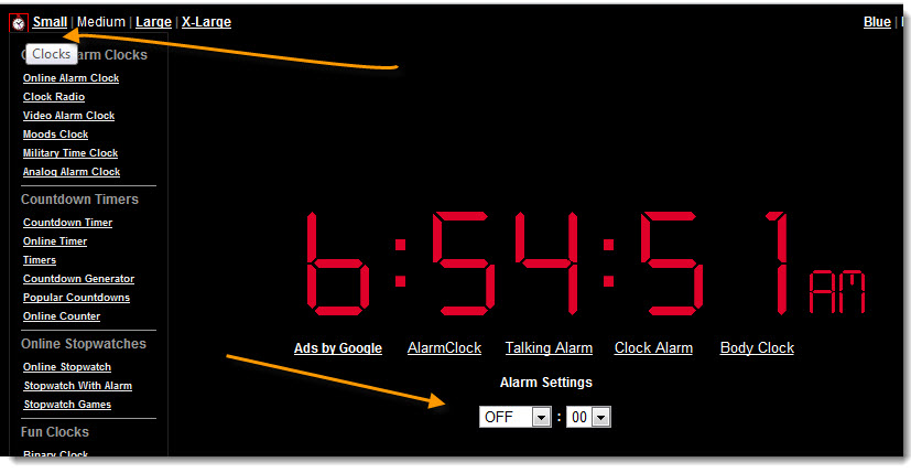 alarm timers online clock